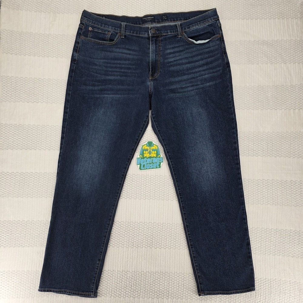 Lucky Brand 363 Vintage Straight Jeans Denim Mens 44x32 Blue Medium Wash Preppy